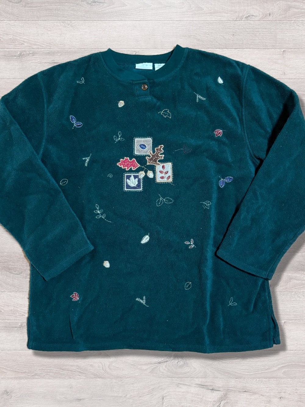 Vintage 90s Bobbie Brooks Fleece Soft Fall Pullover Sweatshirt Leaves Large